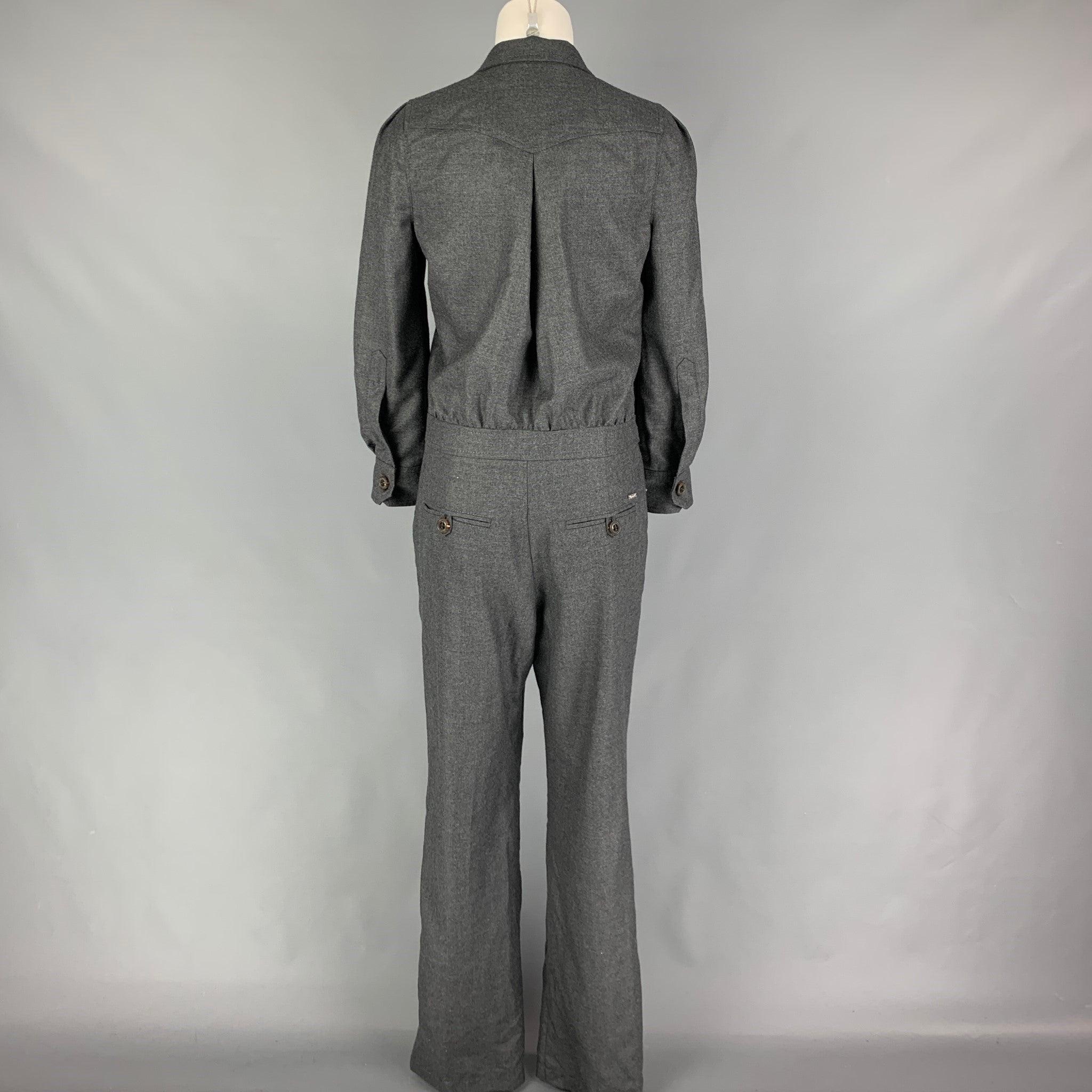 DSQUARED2 Size 10 Dark Gray Wool Belted Jumpsuit In Good Condition For Sale In San Francisco, CA
