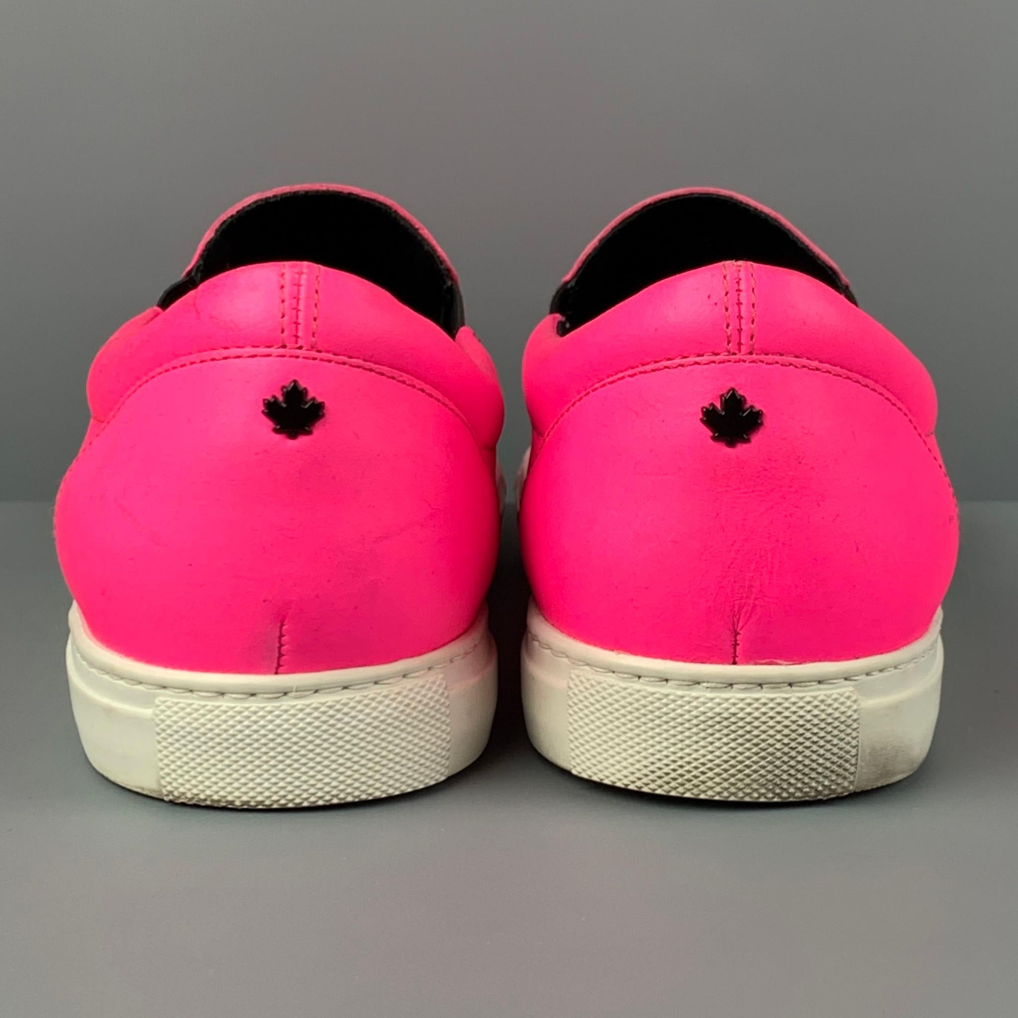Men's DSQUARED2 Size 10 Neon Pink Nylon Slip On Sneakers