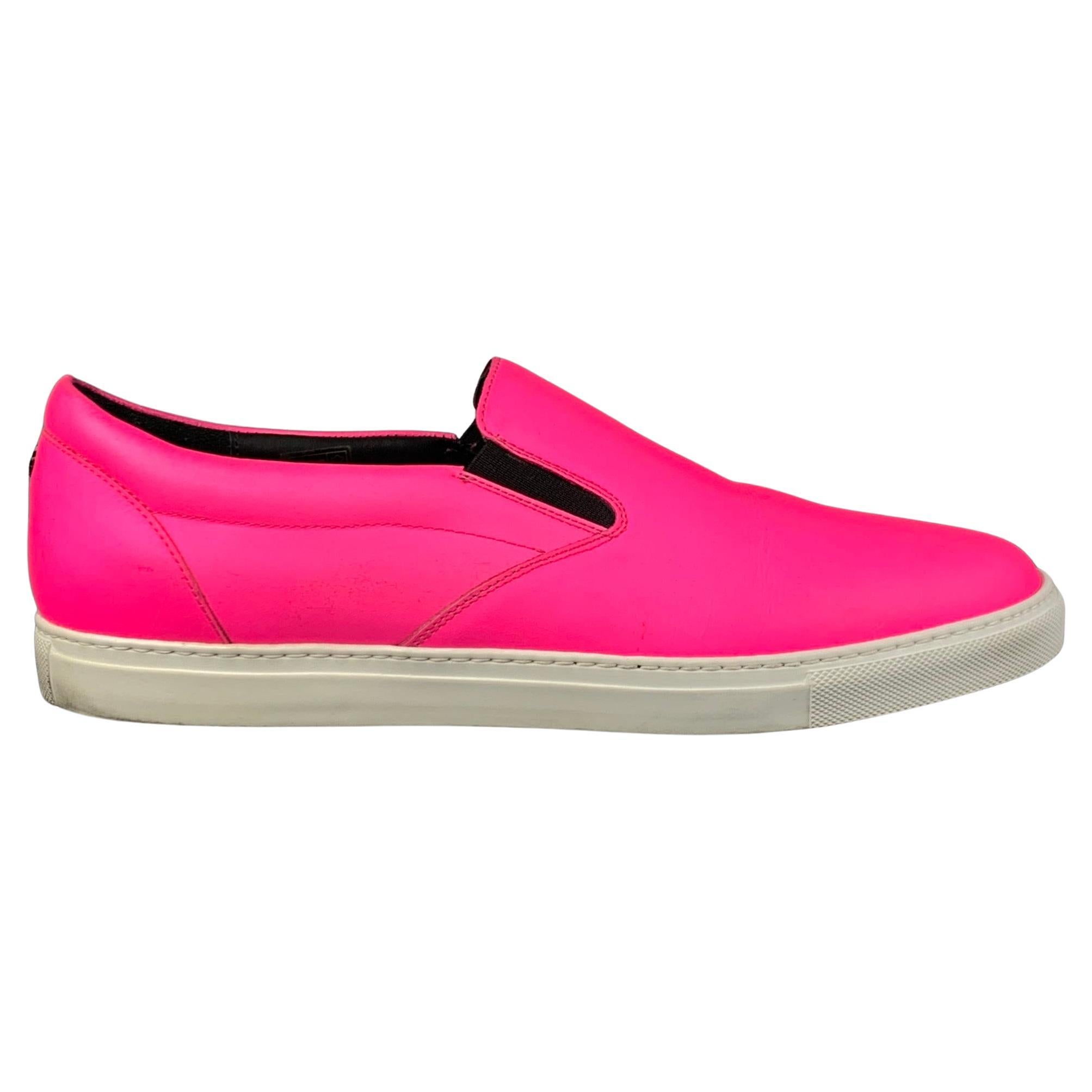 DSQUARED2 Size 10 Neon Pink Nylon Slip On Sneakers