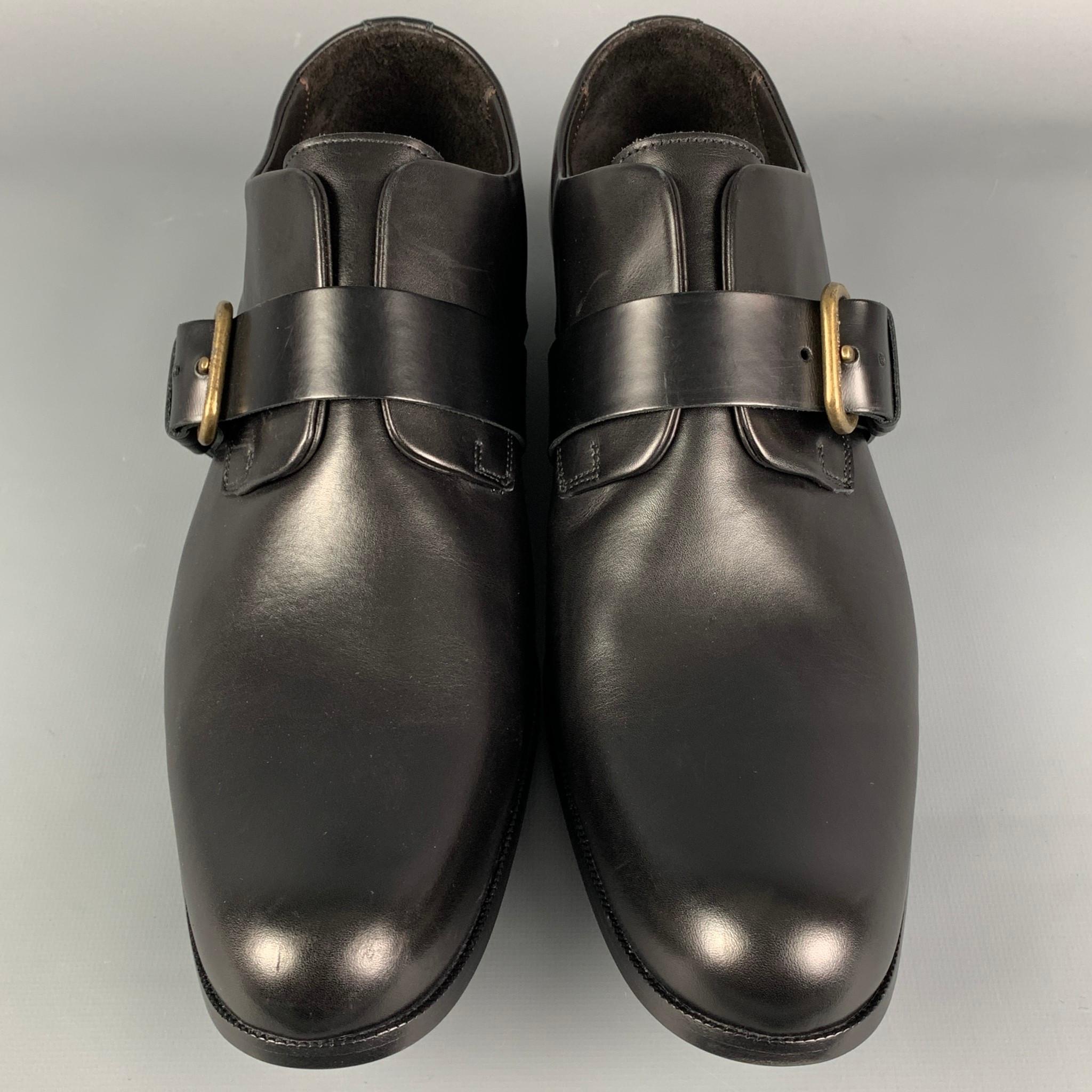 DSQUARED2 Size 11 Black Leather Belted Loafers In Excellent Condition In San Francisco, CA