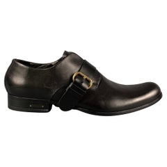 DSQUARED2 Size 11 Black Leather Belted Loafers