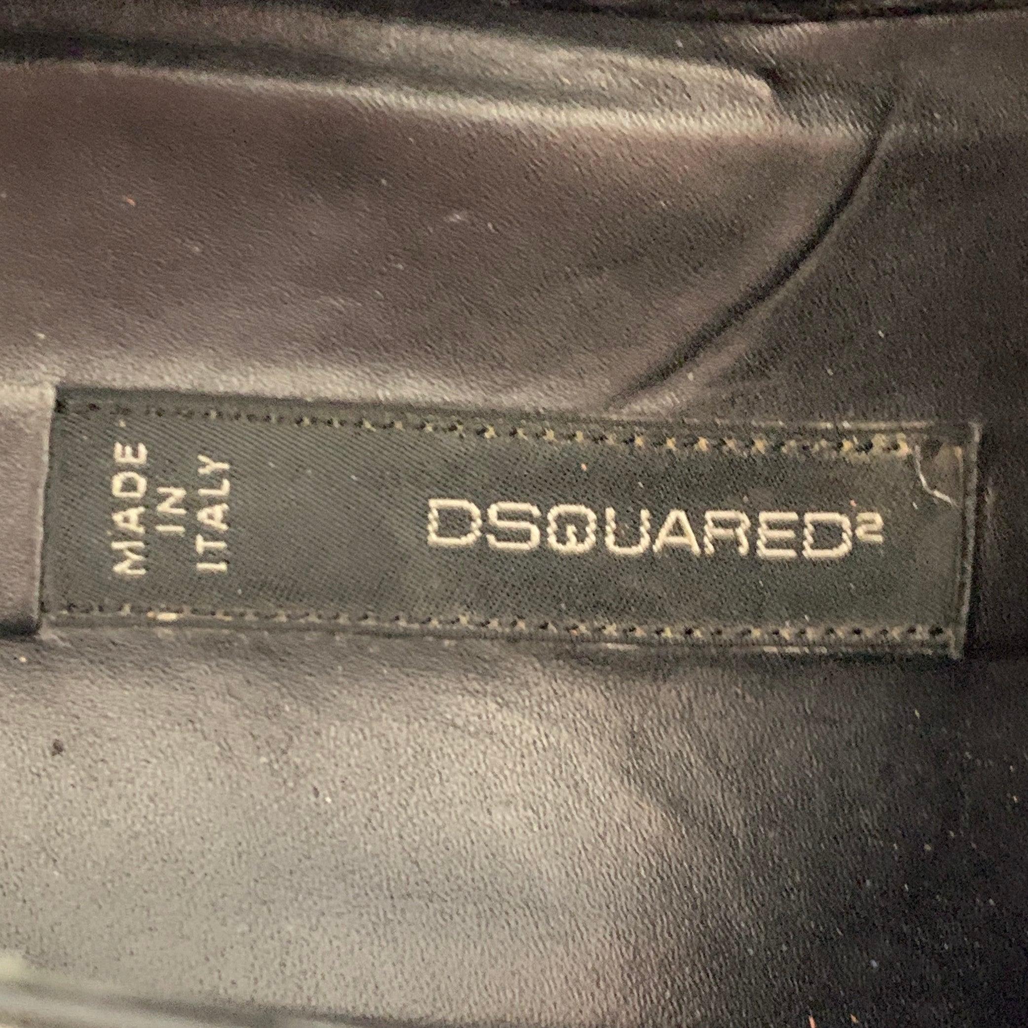 DSQUARED2 Size 11.5 Black Silver Studded Patent Leather Moccasin Lace-Up Shoes For Sale 3