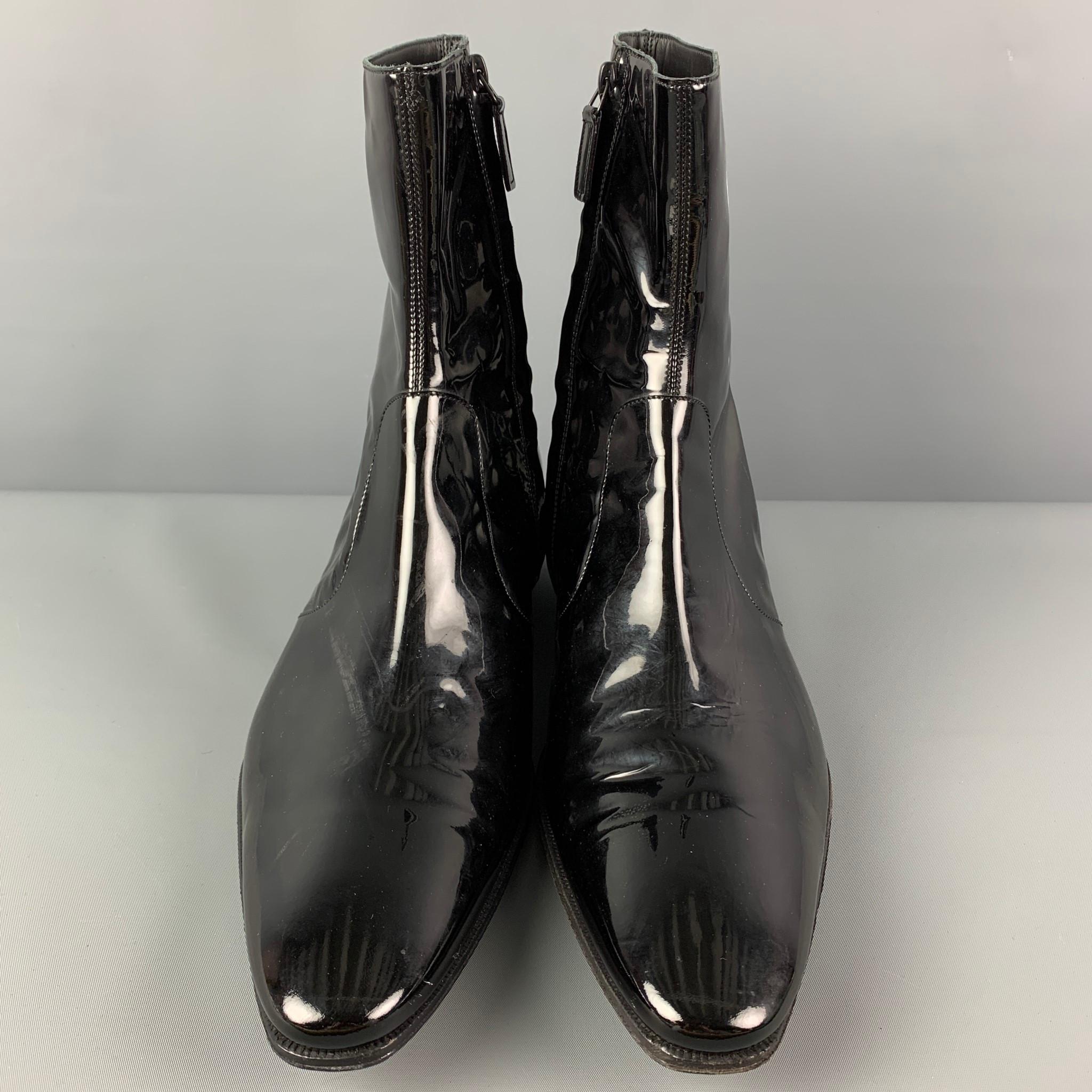 DSQUARED2 Size 12 Black Side Zipper Ankle Boots In Good Condition In San Francisco, CA
