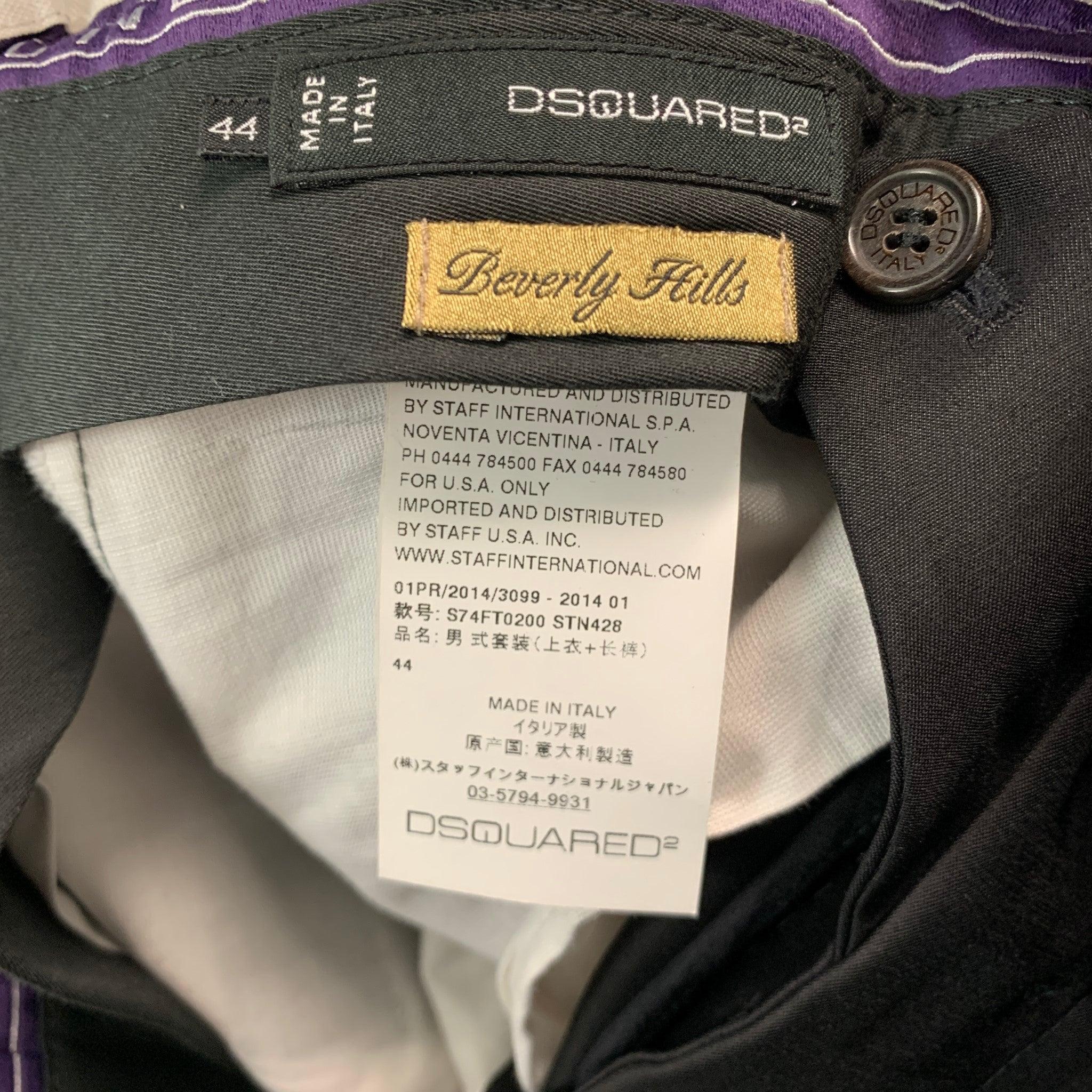 DSQUARED2 Size 28 Black Solid Silk Tuxedo Dress Pants In Excellent Condition For Sale In San Francisco, CA