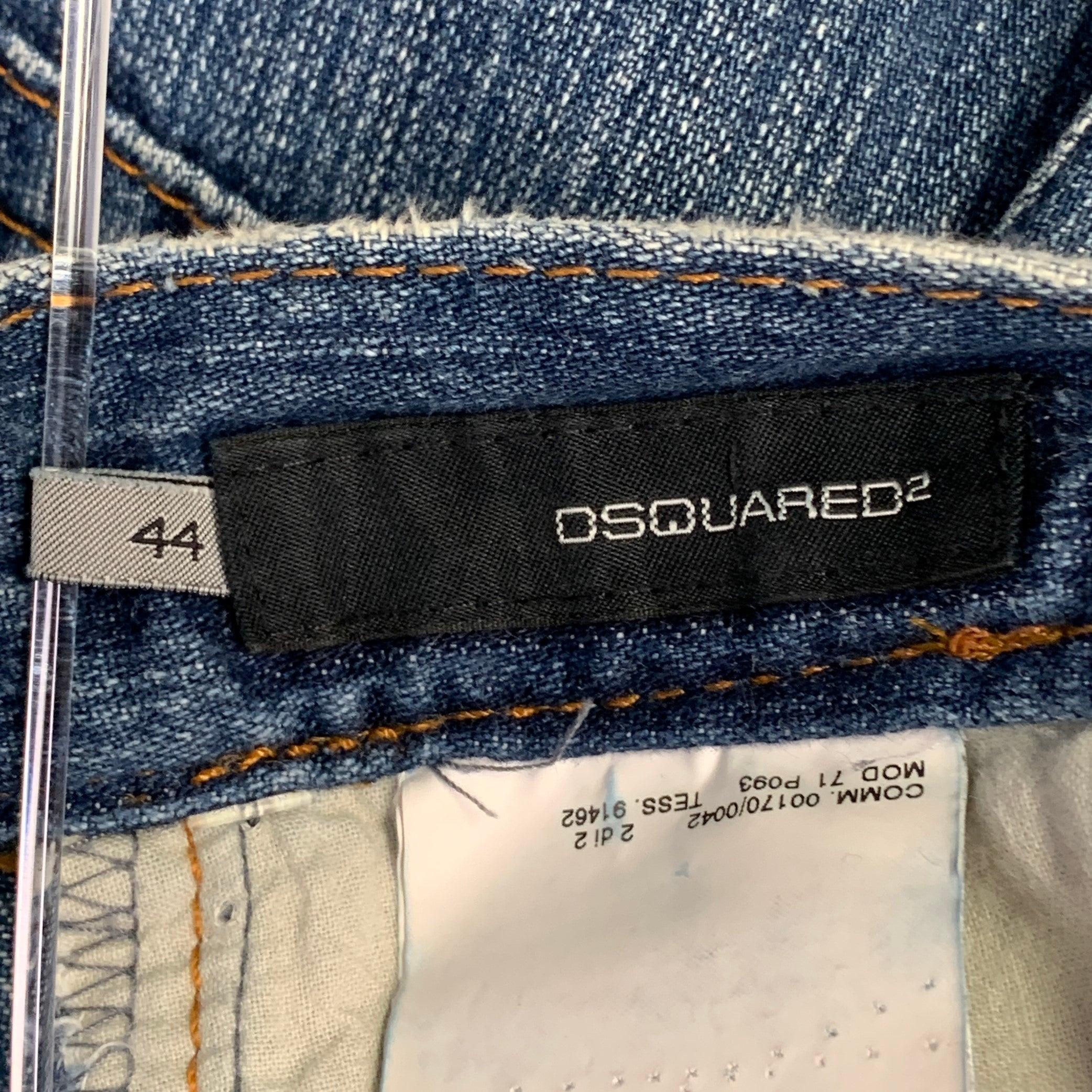 Men's DSQUARED2 Size 28 Blue Denim Straight Five Pockets Horn Buttons Jeans For Sale