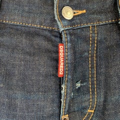 DSQUARED2 Size 28 Blue Distressed Cotton Blend Button Fly Jeans