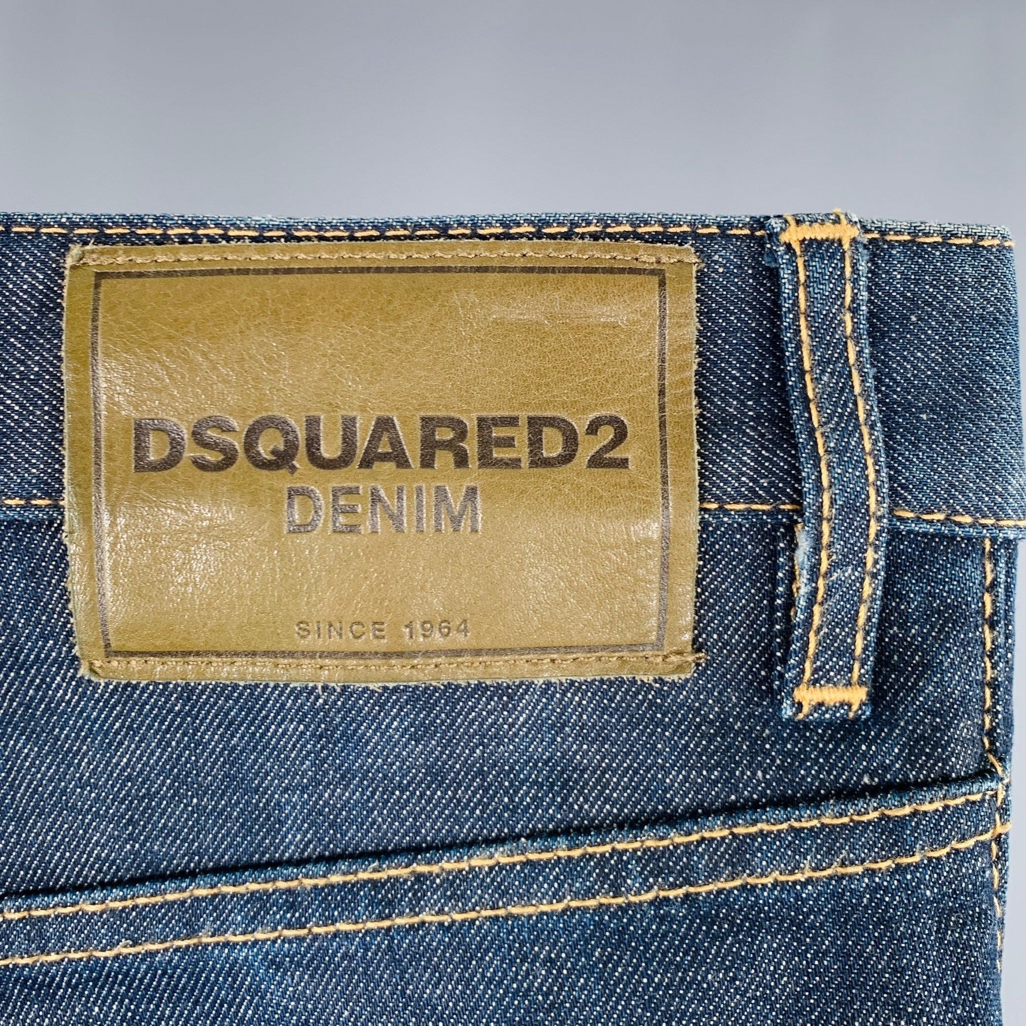 DSQUARED2 Jeans Button Fly Blu Distressed in misto cotone taglia 28 in vendita 1