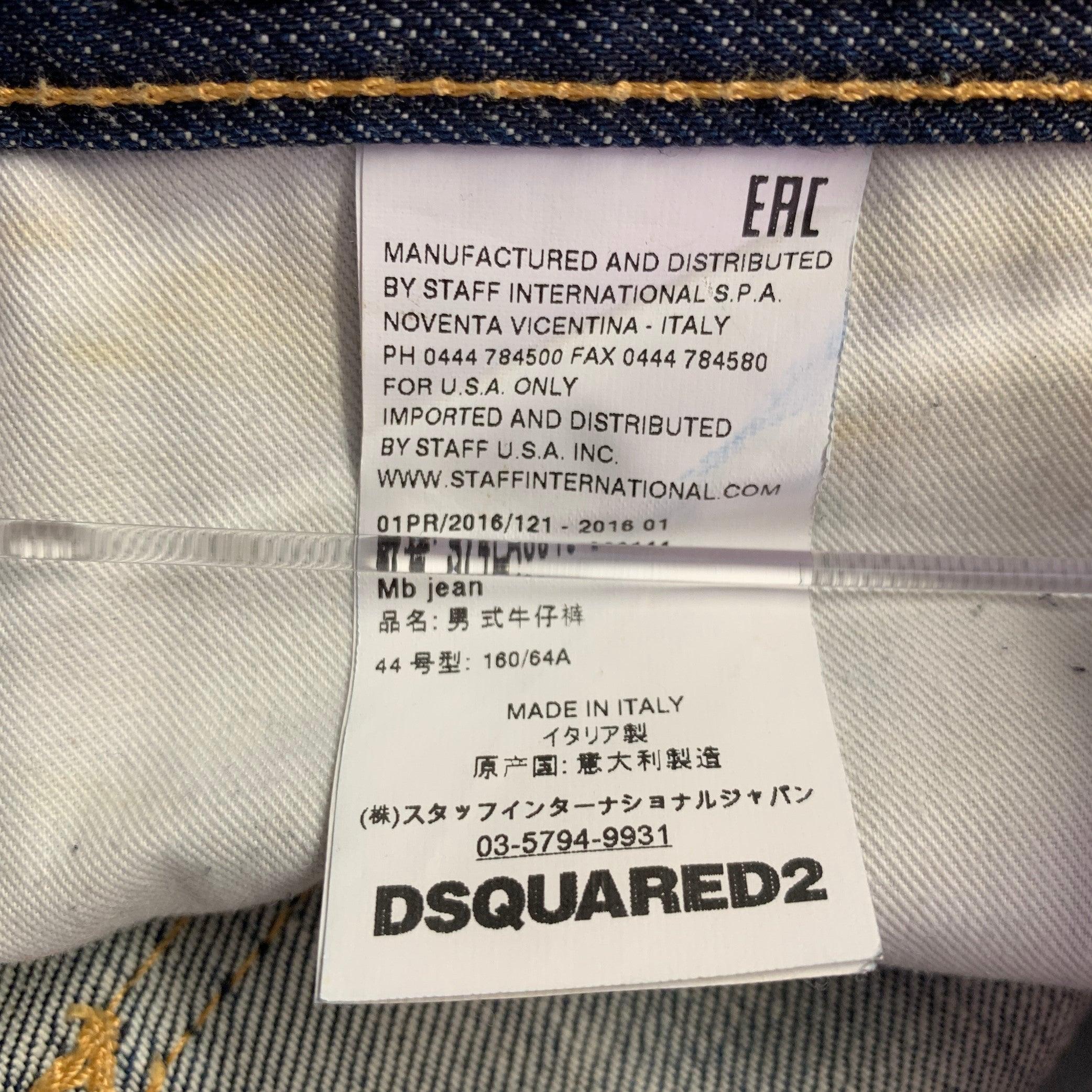 DSQUARED2 Jeans Button Fly Blu Distressed in misto cotone taglia 28 in vendita 2
