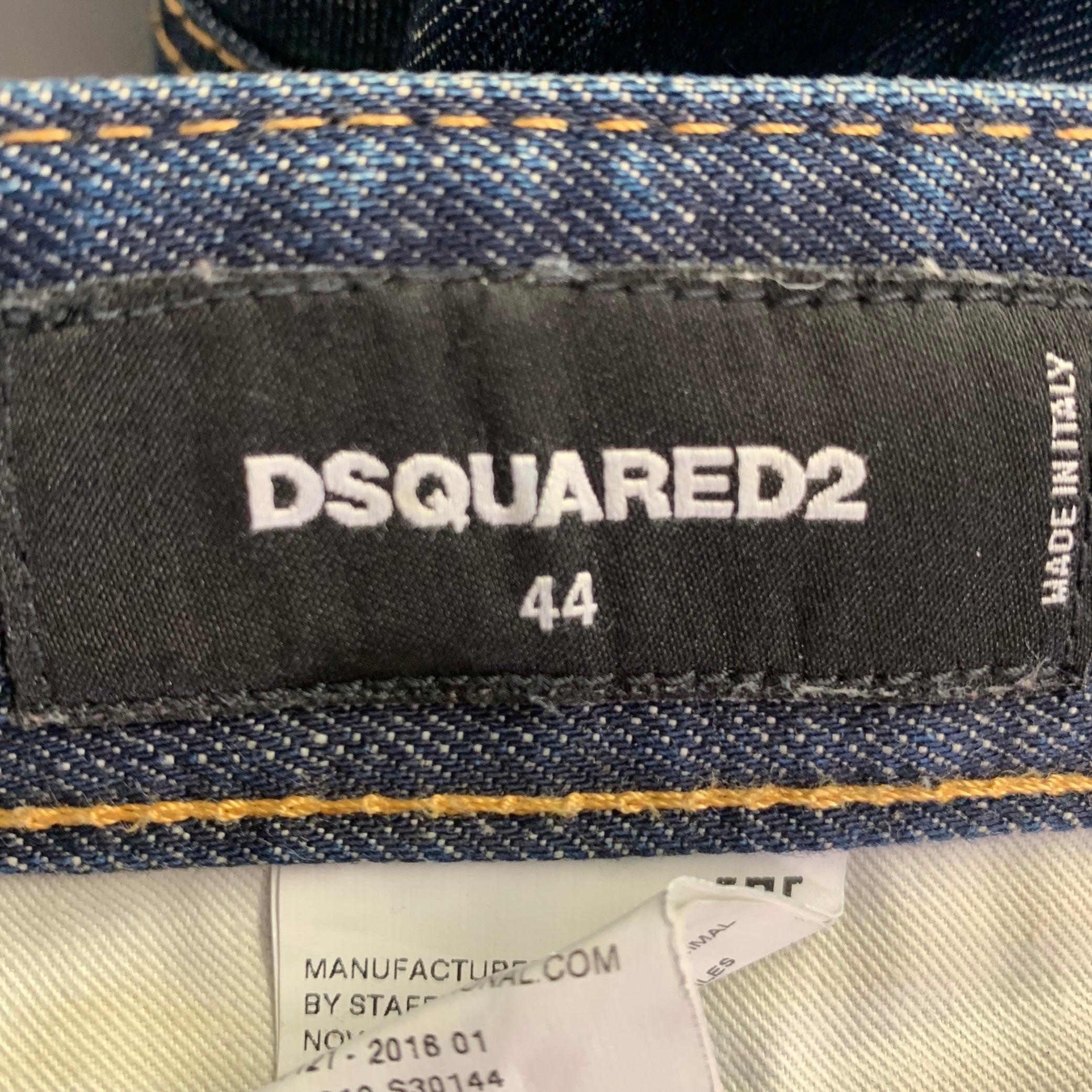 DSQUARED2 Jeans Button Fly Blu Distressed in misto cotone taglia 28 in vendita 3