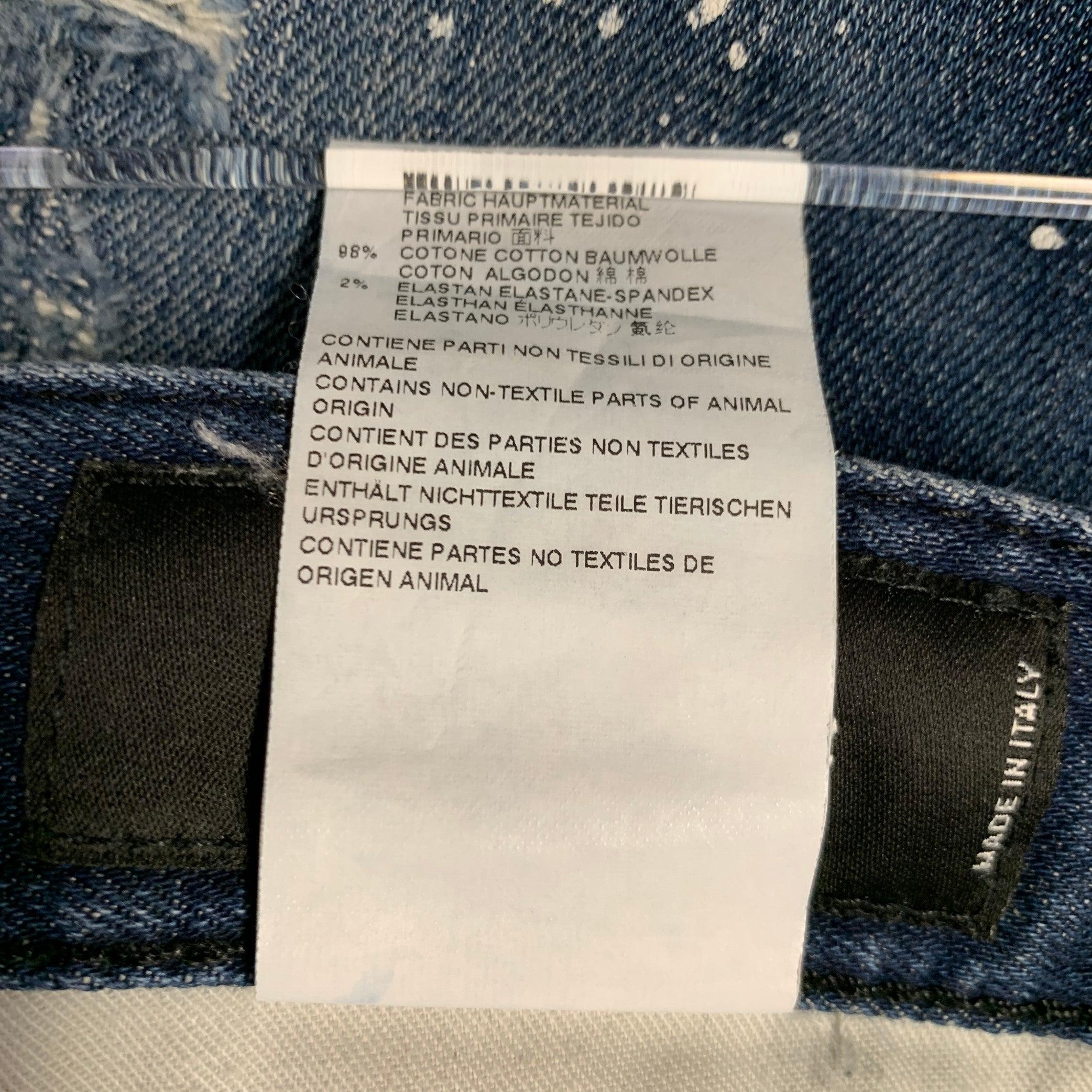 DSQUARED2 Talla 28 Azul Blanco Paint Splatter Slim Button Fly Jeans en venta 6