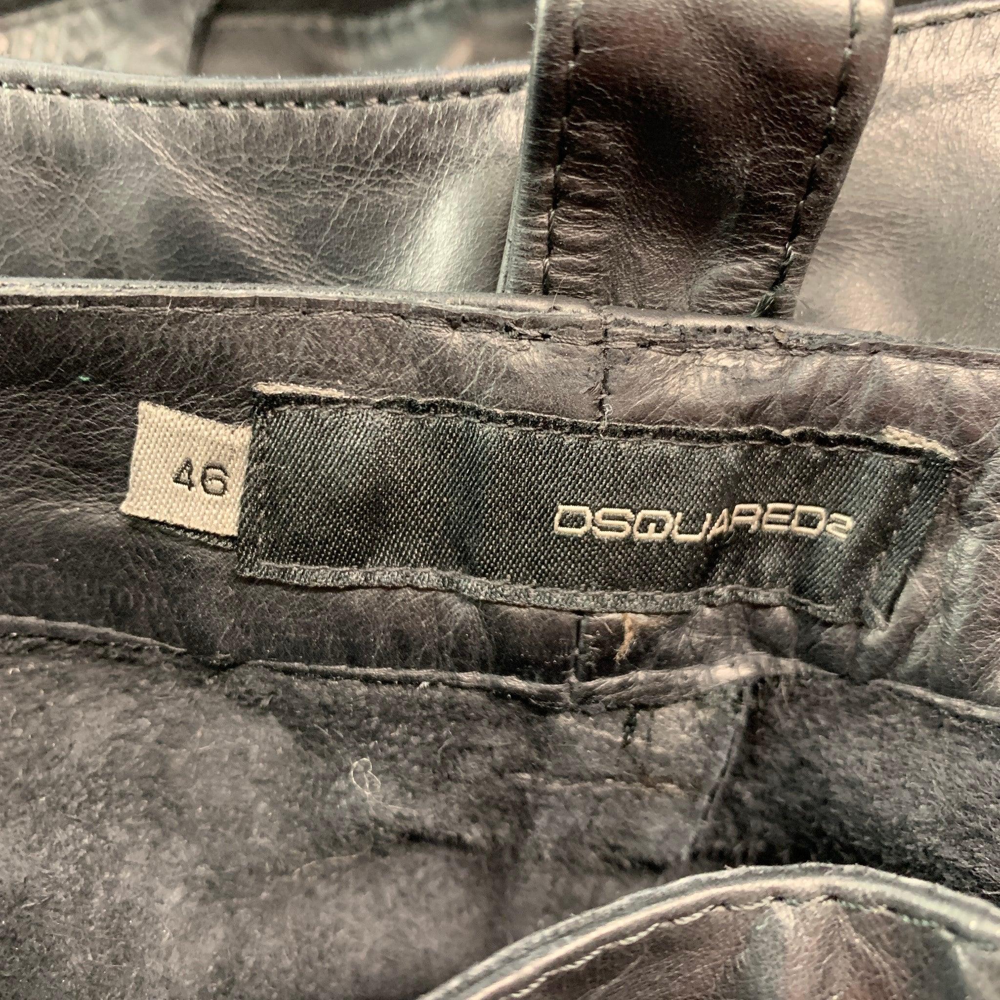 DSQUARED2 Größe 30 Schwarze Leder Shorts im Angebot 2