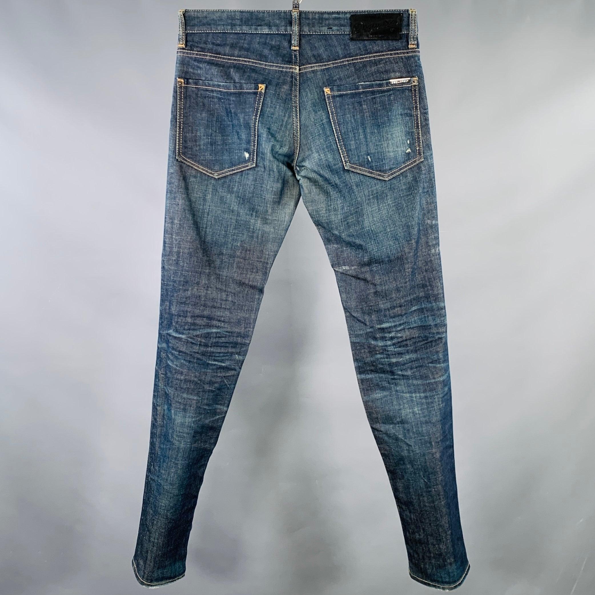 DSQUARED2 Talla 30 Vaqueros de punto en contraste azul envejecido Gris en venta