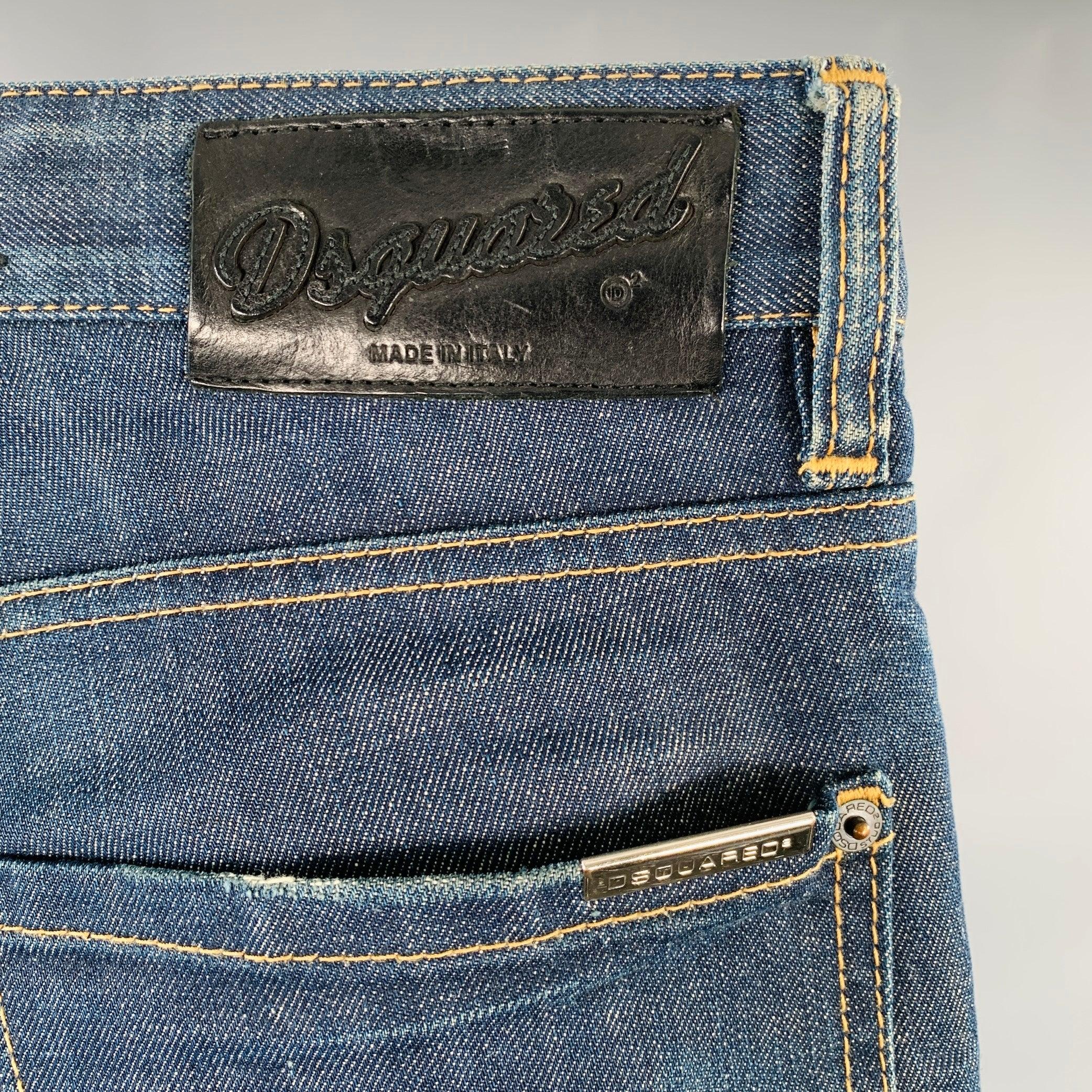 DSQUARED2 Talla 30 Vaqueros de punto en contraste azul envejecido en Excelente estado para la venta en San Francisco, CA