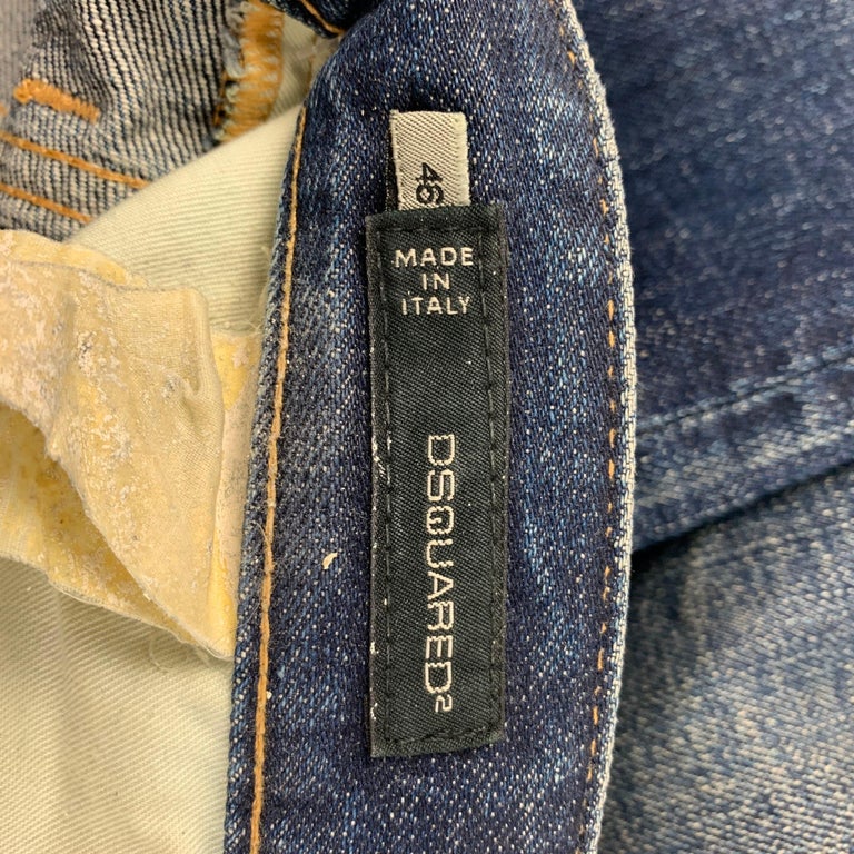 DSQUARED2 Size 30 Blue Distressed Straight Button Fly Jeans For Sale at  1stDibs