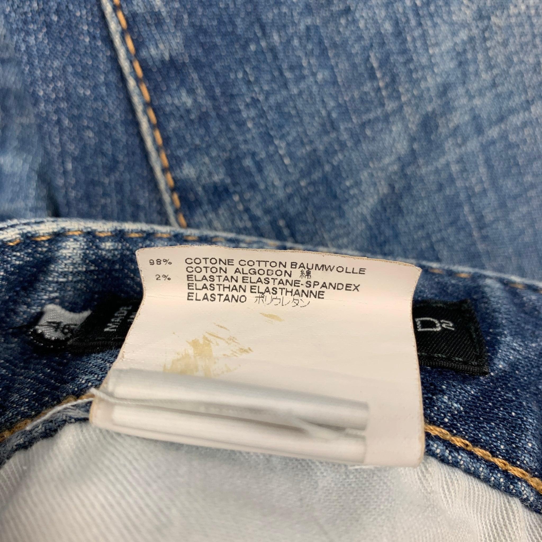 DSQUARED2 Size 30 Indigo Distressed Cotton Jeans In Good Condition For Sale In San Francisco, CA