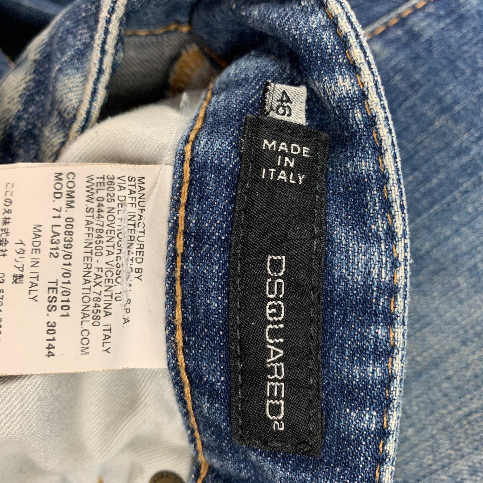 Men's DSQUARED2 Size 30 Indigo Distressed Cotton Jeans For Sale