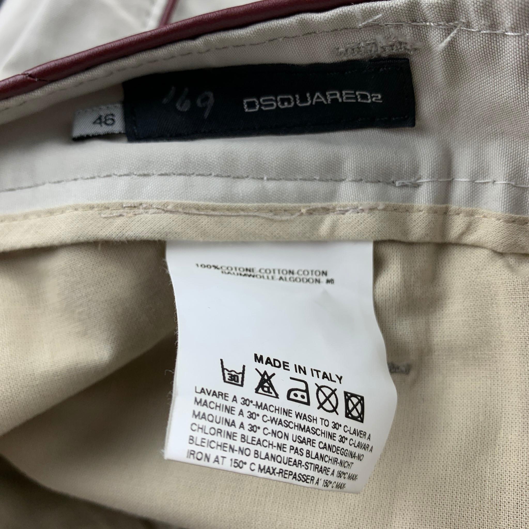 Men's DSQUARED2 Size 30 Ivory Embellishment Cotton Low Rise Casual Pants
