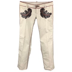 DSQUARED2 Size 30 Ivory Embellishment Cotton Low Rise Casual Pants