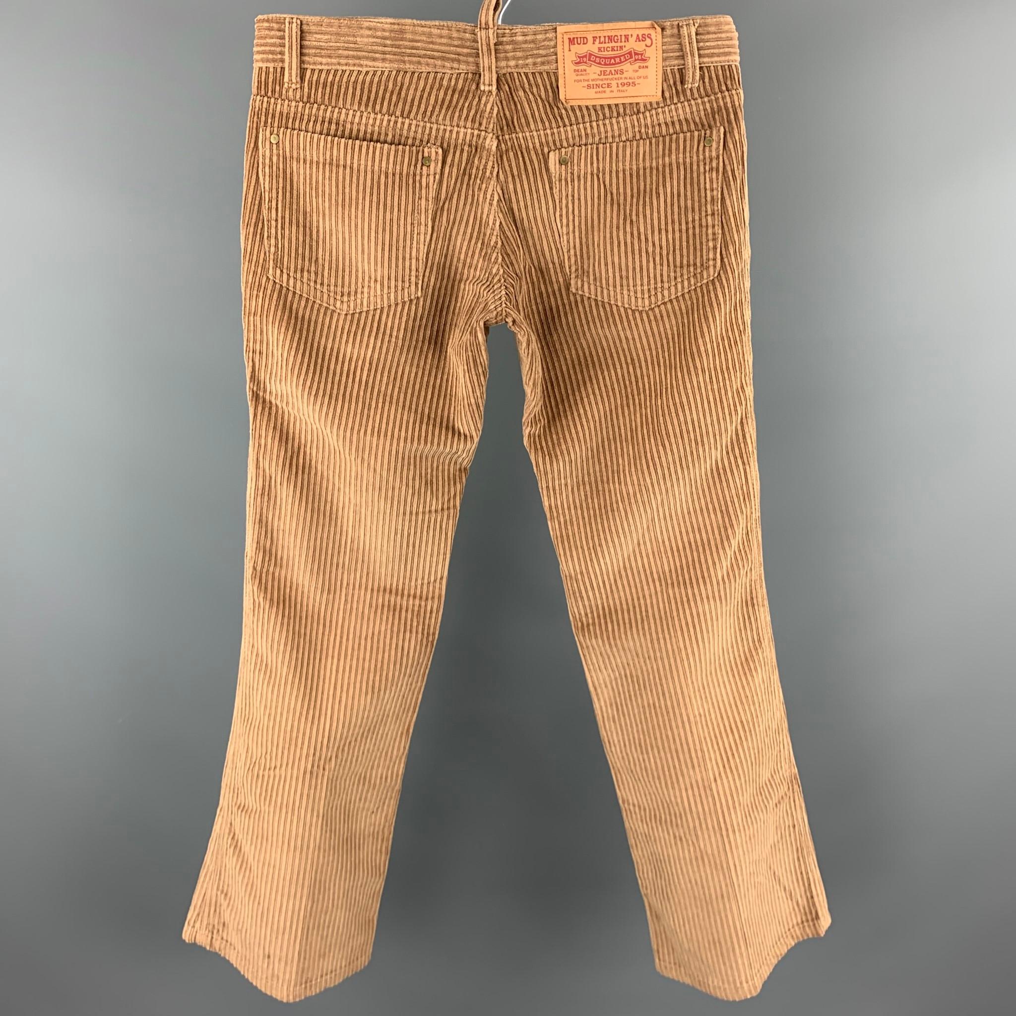 Orange DSQUARED2 Size 30 Tan Corduroy Home Is Where The Heart Is Jean Cut Pants
