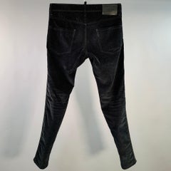 DSQUARED2 Size 32 Black Corduroy Cotton Blend Button Fly Casual Pants