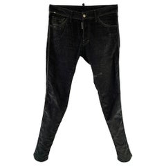 DSQUARED2 Size 32 Black Corduroy Cotton Blend Button Fly Casual Pants