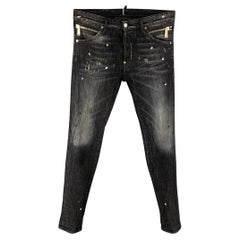 DSQUARED2 Size 32 Black Distressed Cotton Jeans