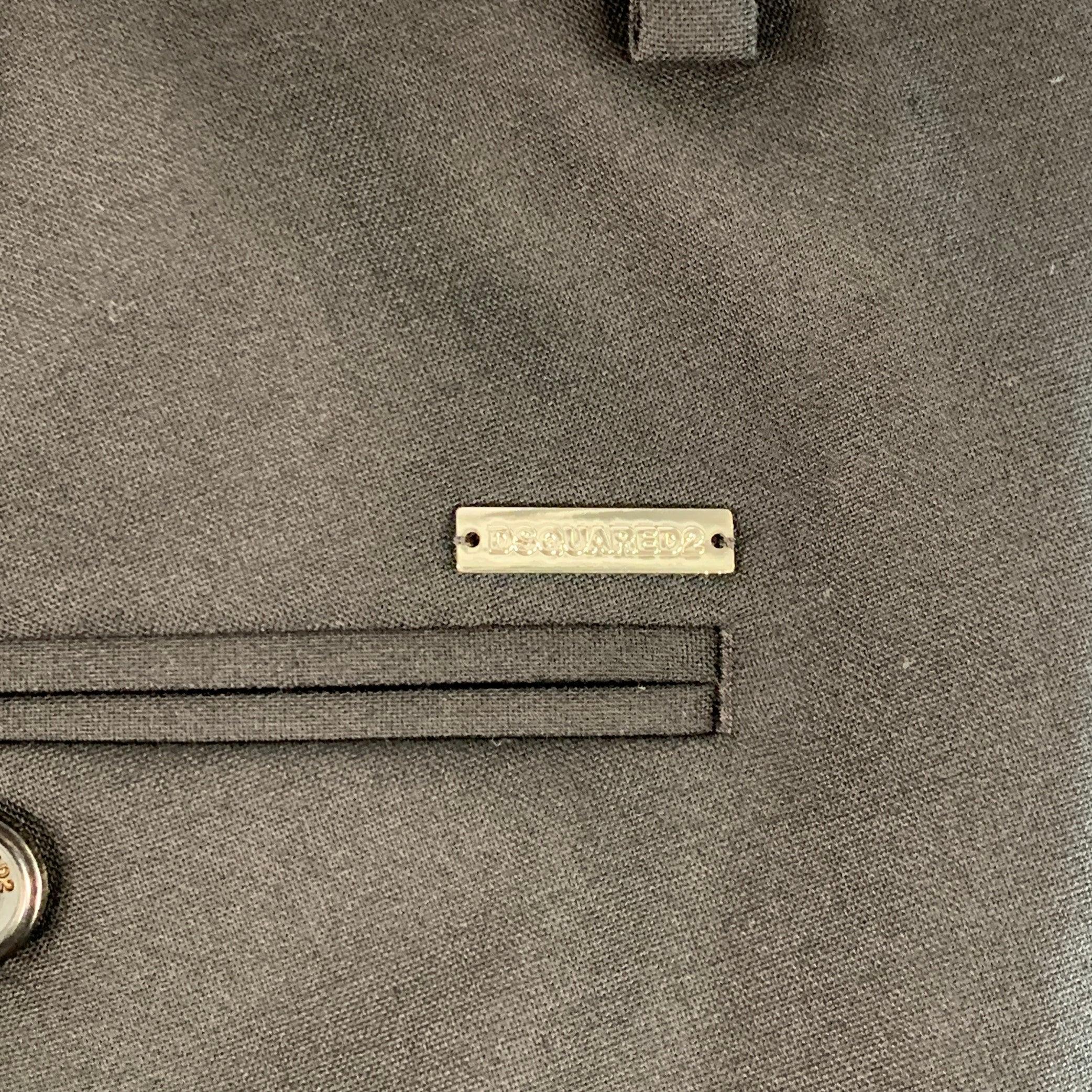 Noir Dsquared2 Taille 32 Pantalon habillé à devant plat en laine vierge noire en vente