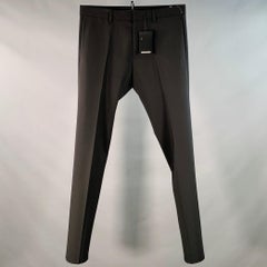 DSQUARED2 Größe 32 Schwarze Schurwollmischung Flache Vorderseite Konisch zulaufende Kleiderhosen
