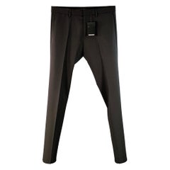 Dsquared2 Taille 32 Pantalon habillé à devant plat en laine vierge noire
