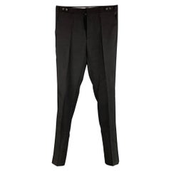 DSQUARED2 Size 32 Black Wool Blend Side Tabs Dress Pants