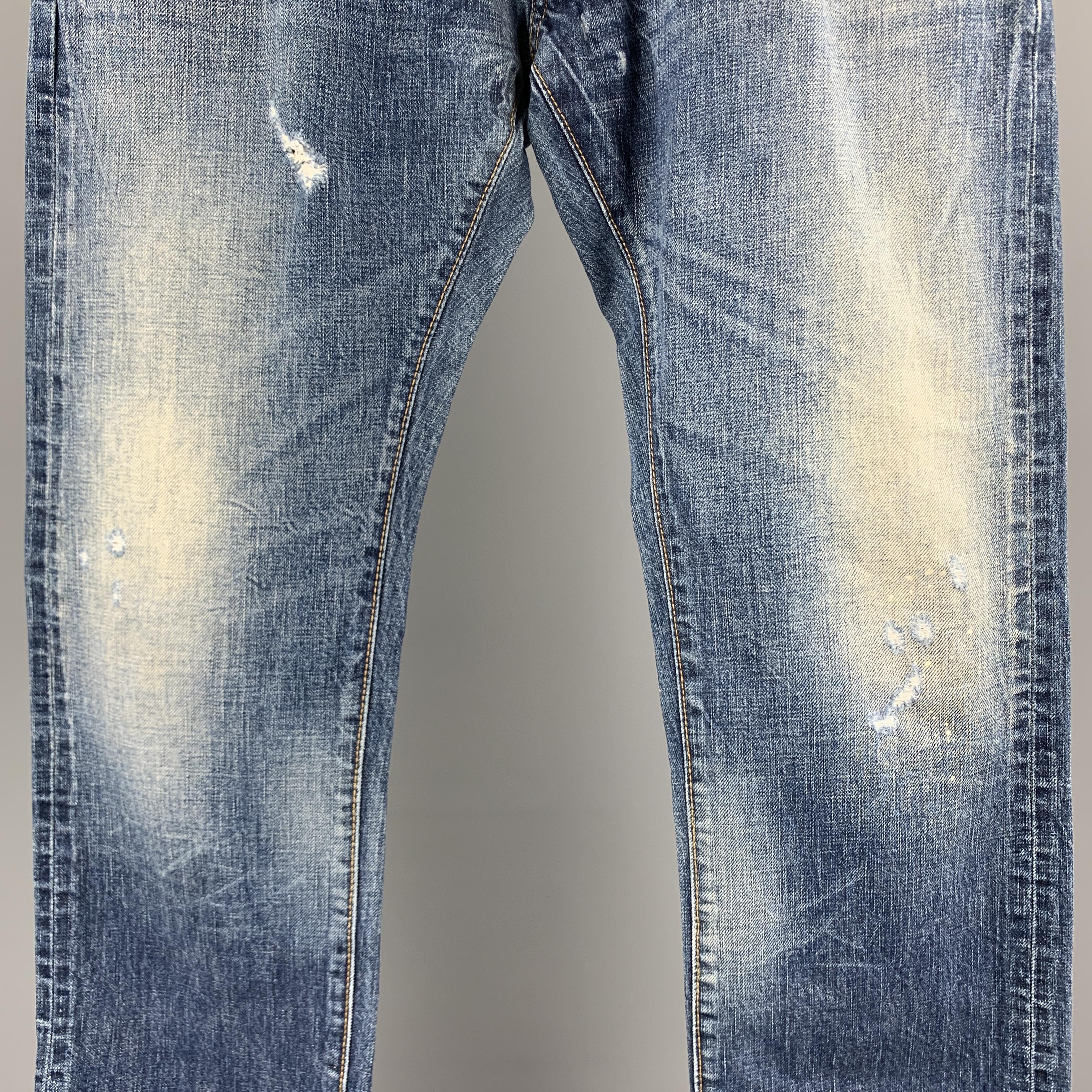 Gray DSQUARED2 Size 32 Blue Wash Denim Button Fly Jeans