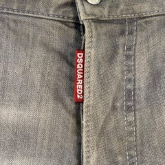DSQUARED2 Size 32 Grey Distressed Cotton Blend Paint Splatter Straight Button Fly Jeans
