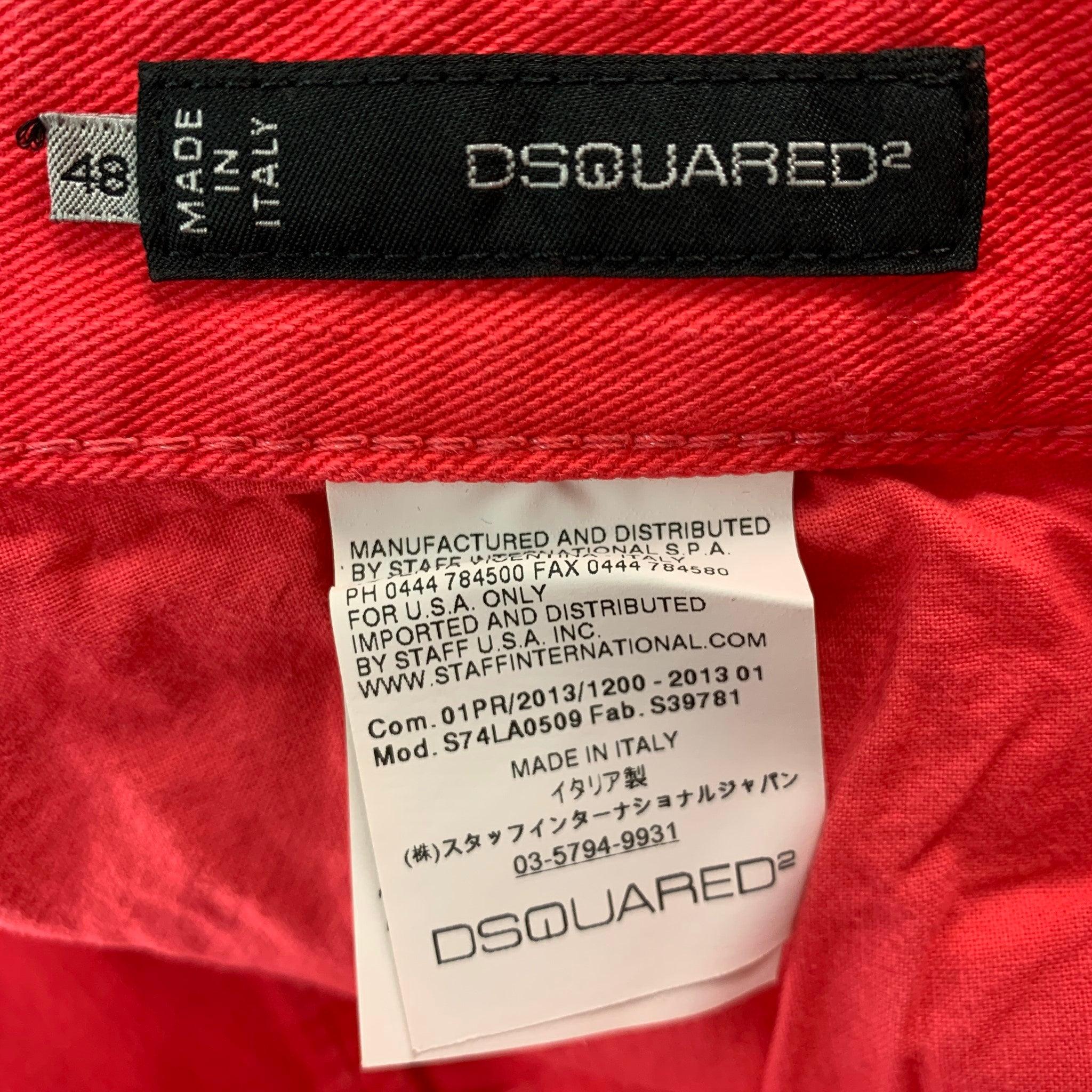 DSQUARED2 Size 32 Red Cotton Elastane Button Fly Jeans For Sale 2