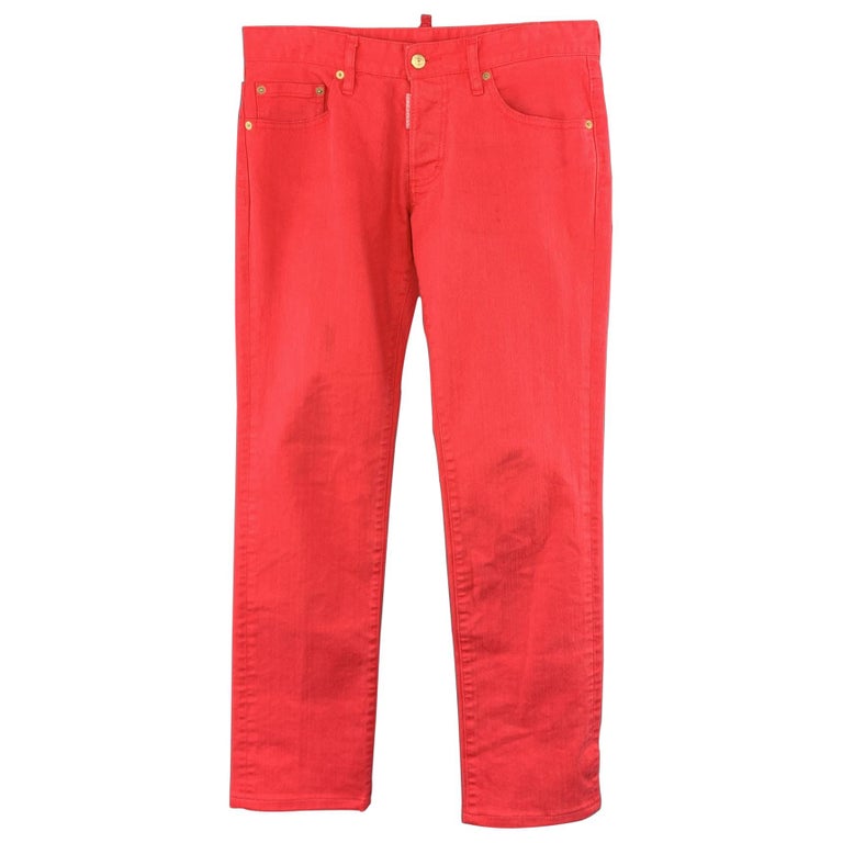 DSQUARED2 Size 32 Salmon Denim Button Fly Jeans For Sale at 1stDibs