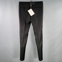 DSQUARED2 Size 34 Black Wool Silk Flat Front Dress Pants