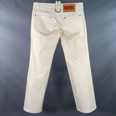 DSQUARED2 Pantalones rectos de algodón de sarga color crema talla 34