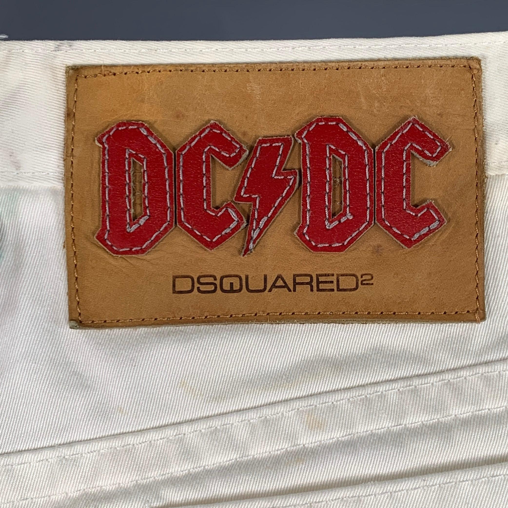 Beige DSQUARED2 Taille 34 Pantalon droit décontracté en coton sergé crème en vente