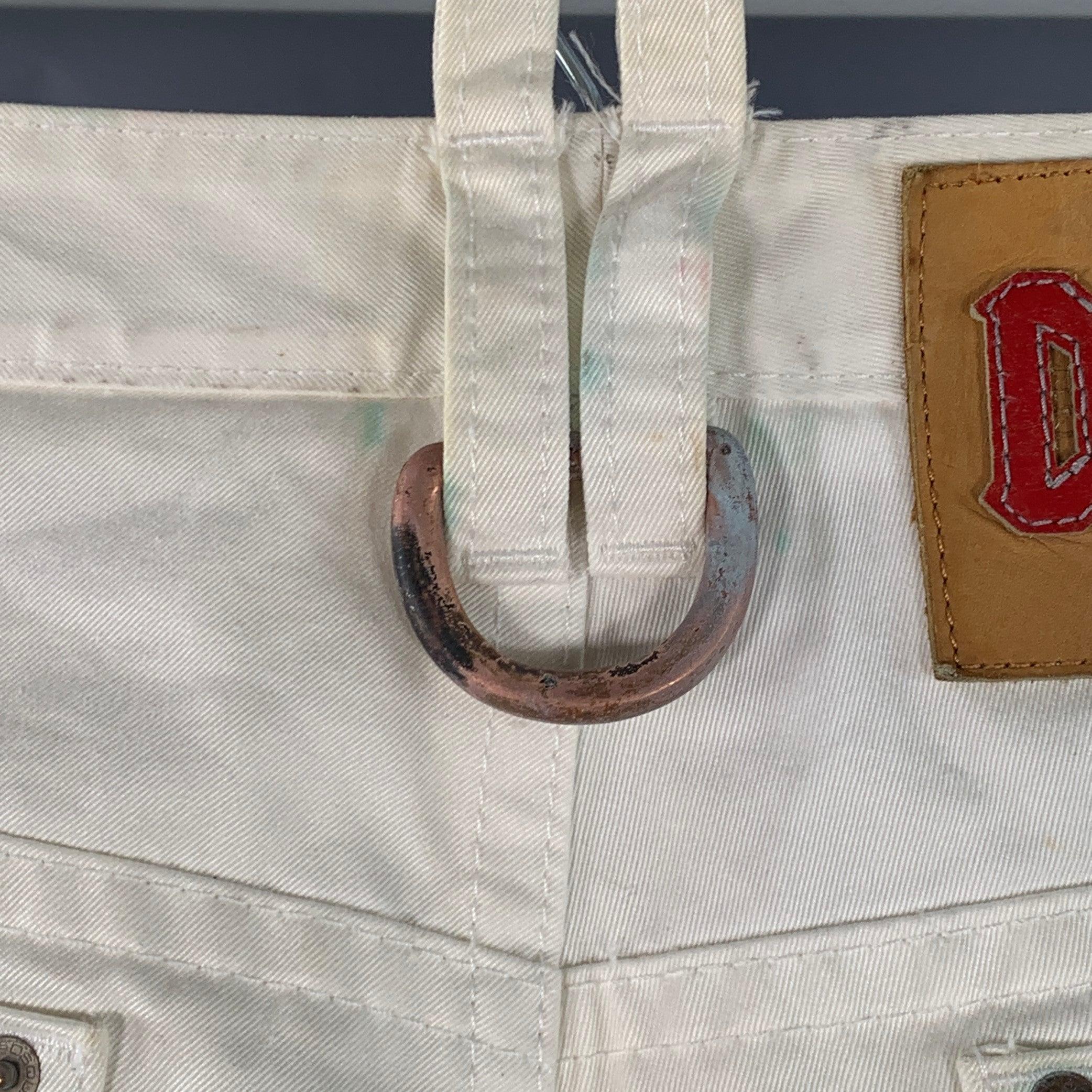 DSQUARED2 Taille 34 Pantalon droit décontracté en coton sergé crème Bon état - En vente à San Francisco, CA