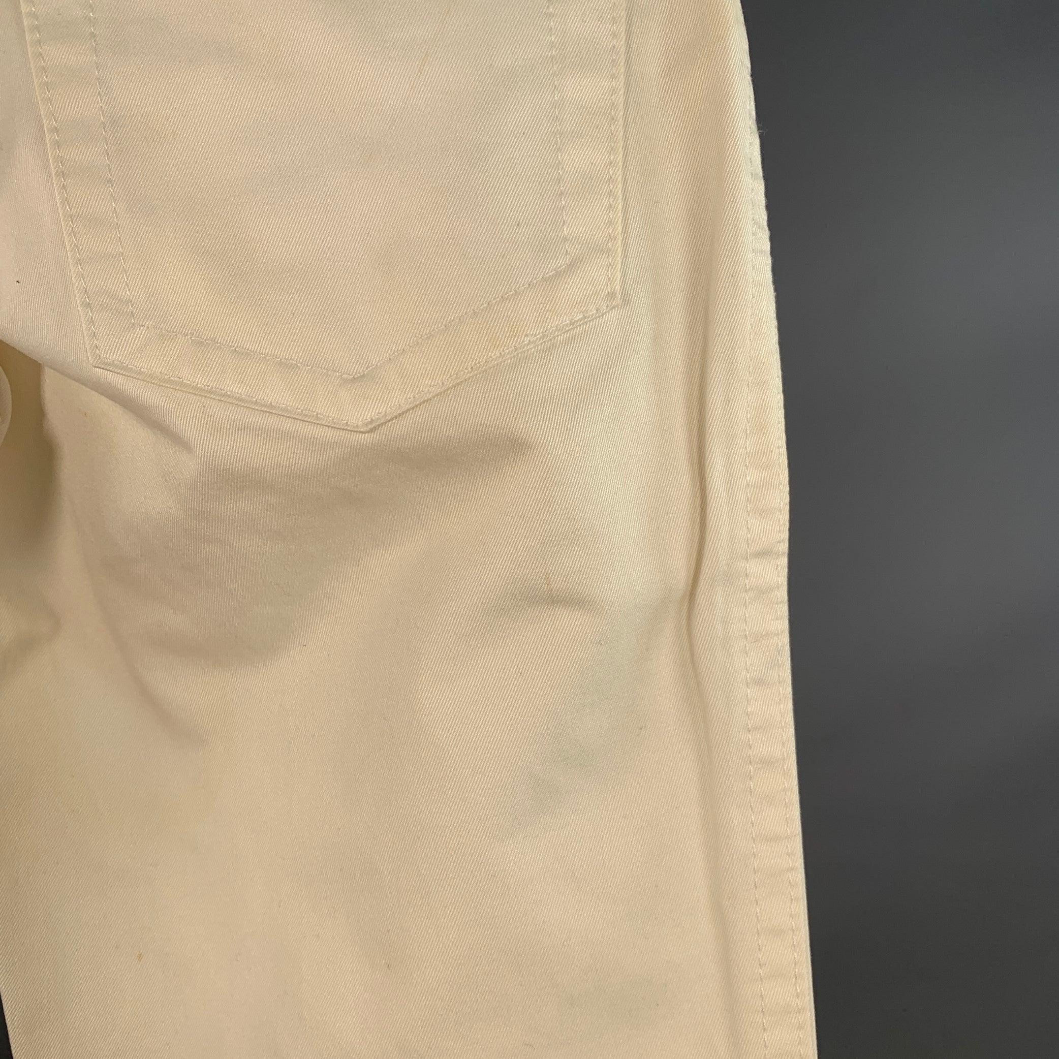DSQUARED2 Taille 34 Pantalon droit décontracté en coton sergé crème Pour hommes en vente