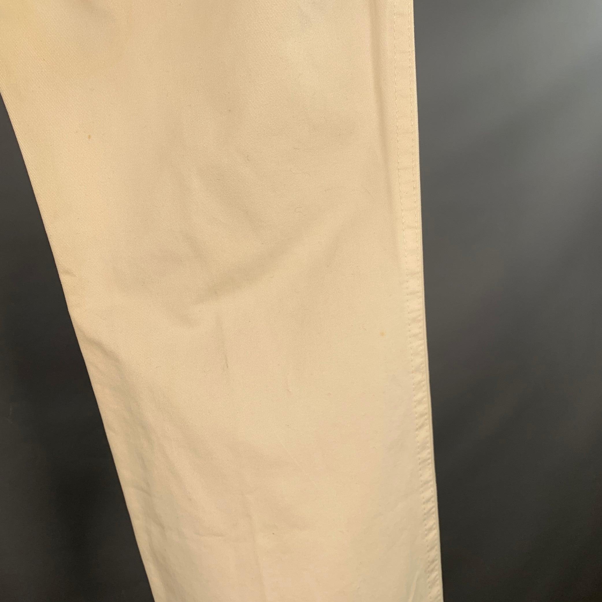 DSQUARED2 Taille 34 Pantalon droit décontracté en coton sergé crème en vente 1
