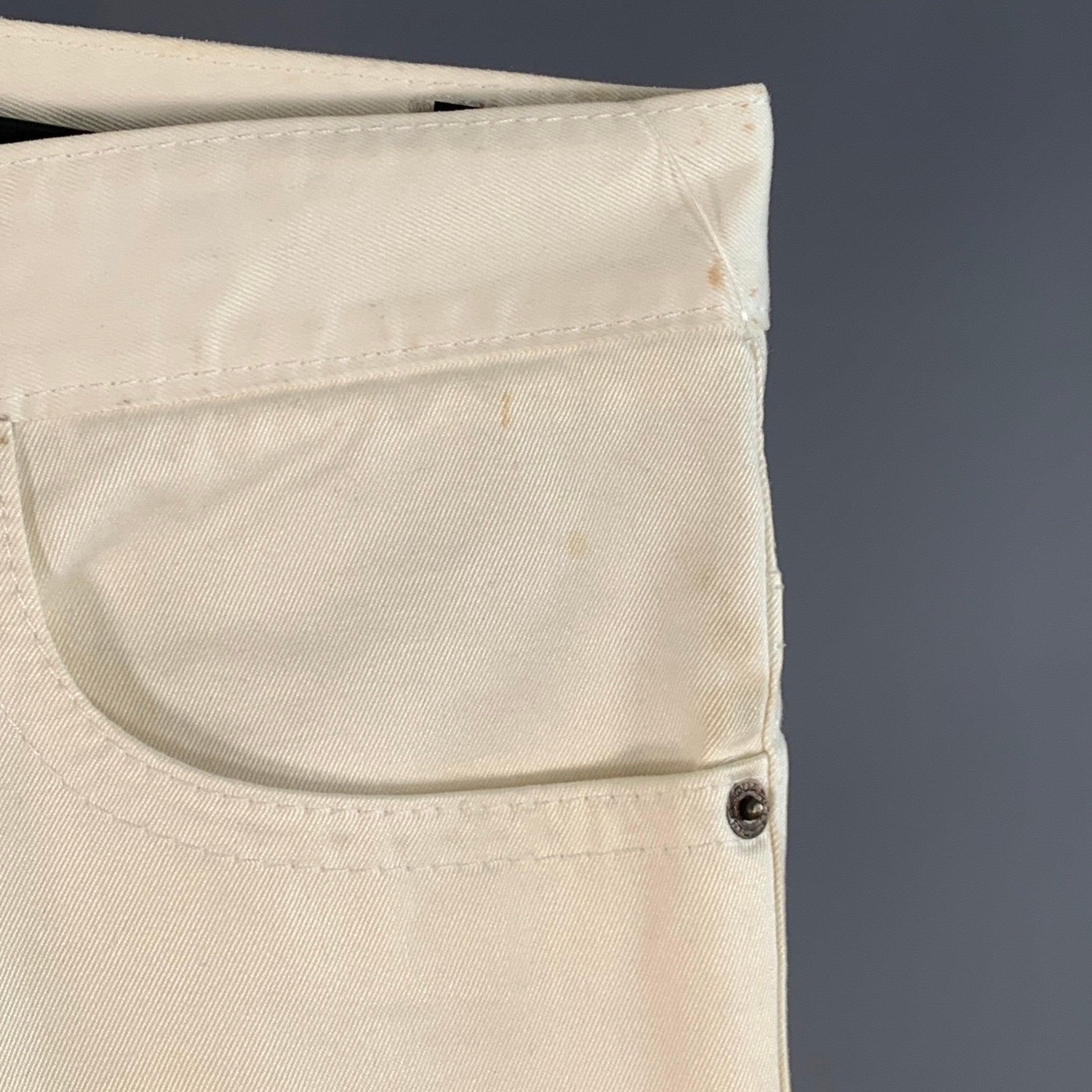 DSQUARED2 Taille 34 Pantalon droit décontracté en coton sergé crème en vente 3