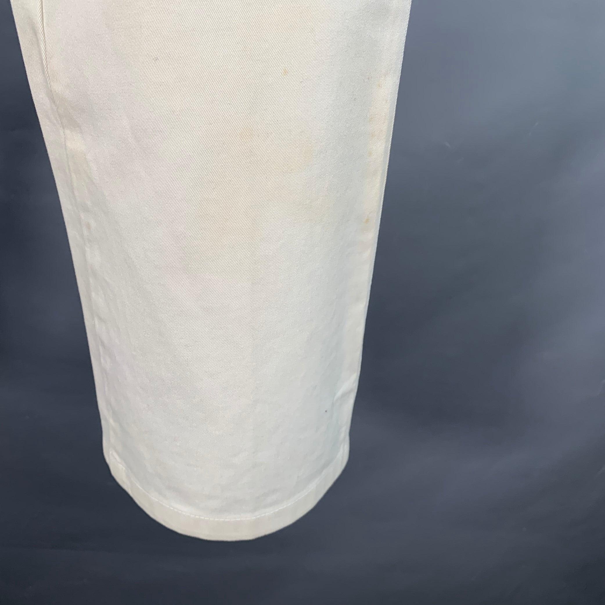 DSQUARED2 Taille 34 Pantalon droit décontracté en coton sergé crème en vente 4