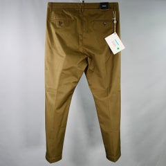 DSQUARED2 Pantaloni casual in twill di cotone verde oliva button fly taglia 34