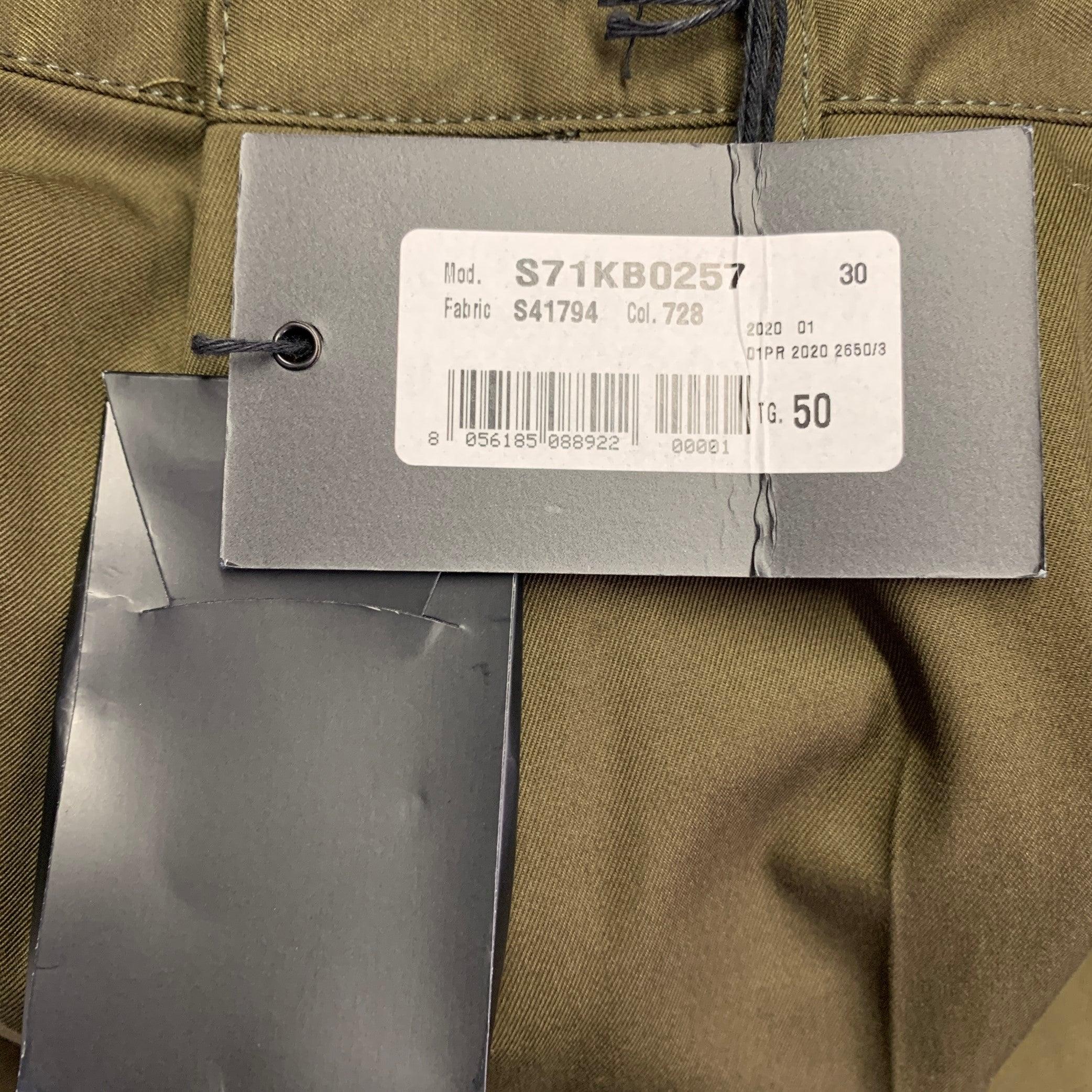 DSQUARED2 Pantaloni casual in twill di cotone verde oliva button fly taglia 34 3