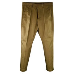 DSQUARED2 Pantaloni casual in twill di cotone verde oliva button fly taglia 34