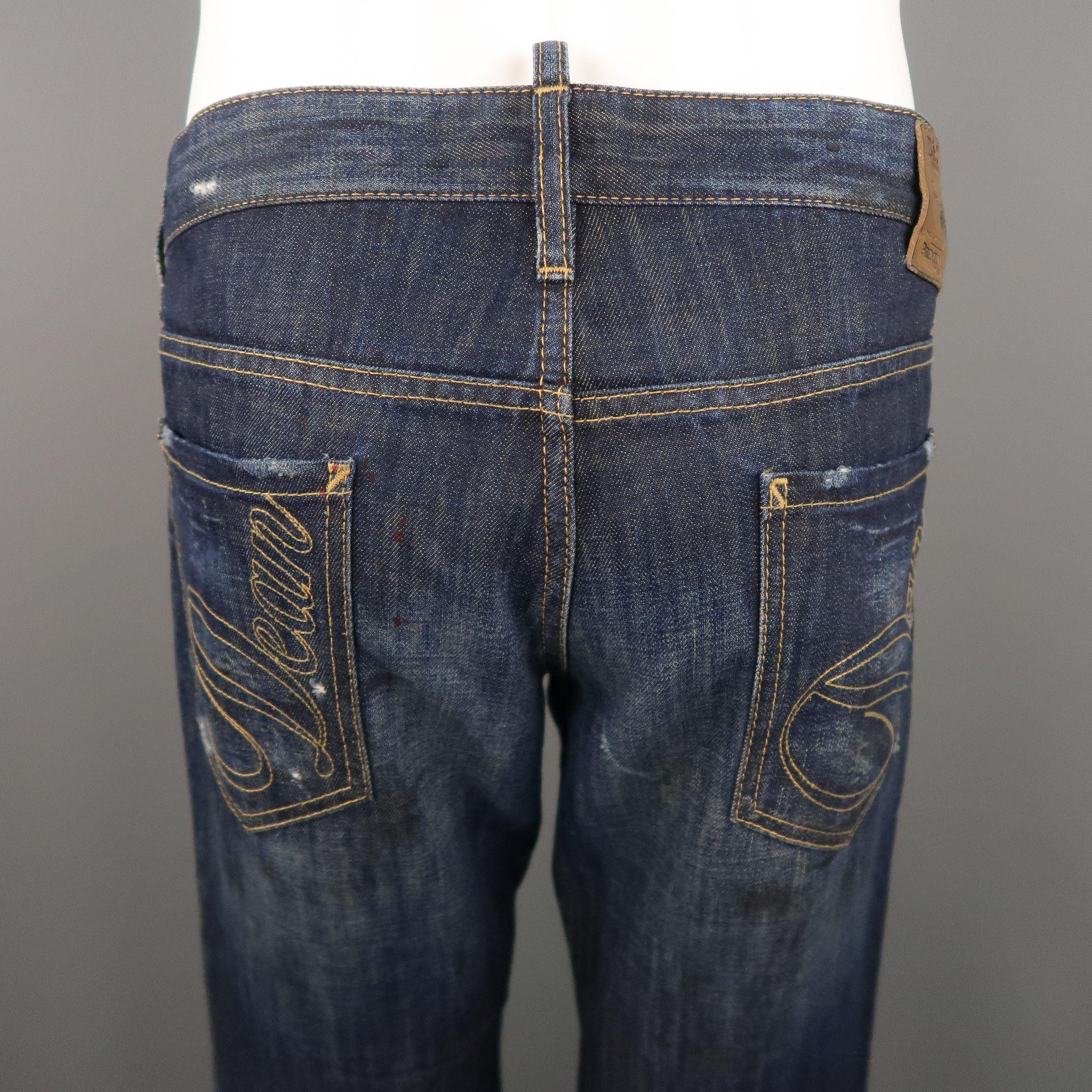 DSQUARED2 Size 34 Indigo Distressed Denim Jeans 1