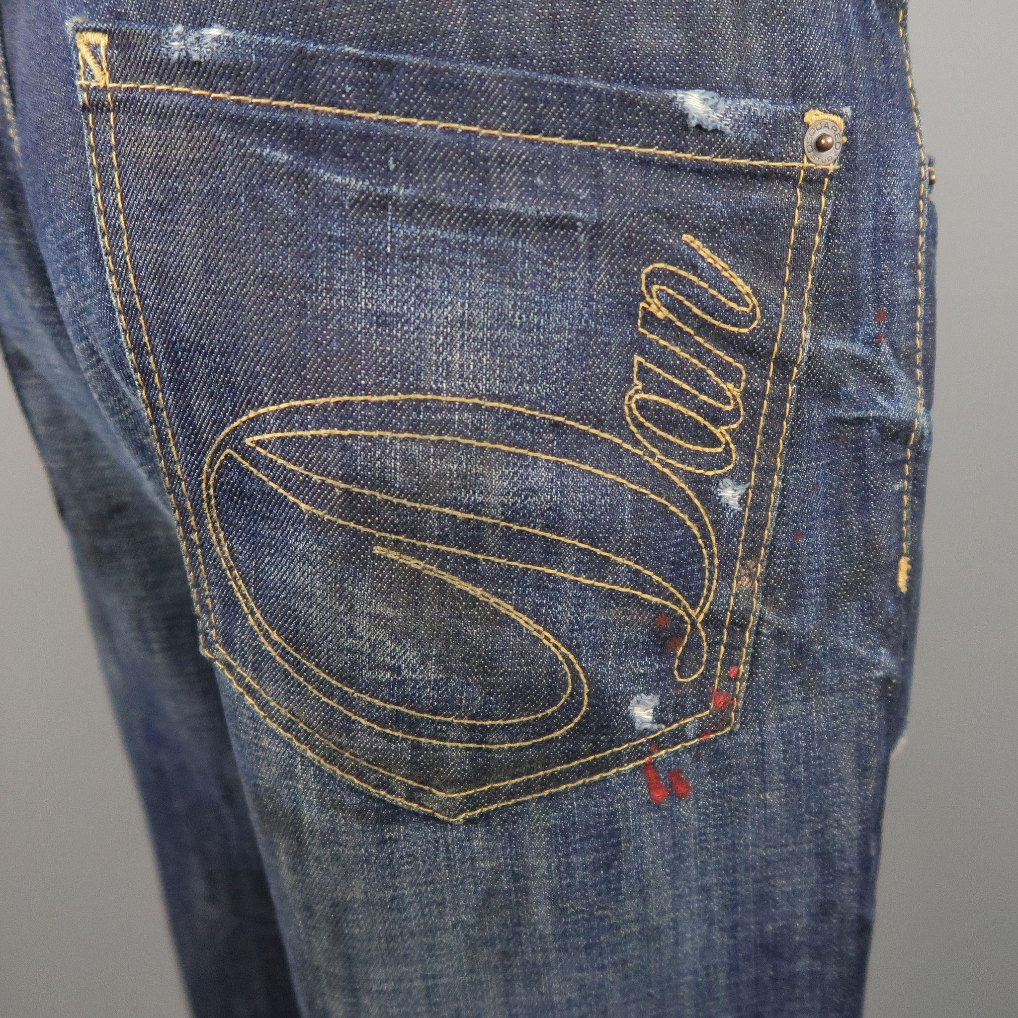 DSQUARED2 Size 34 Indigo Distressed Denim Jeans 3
