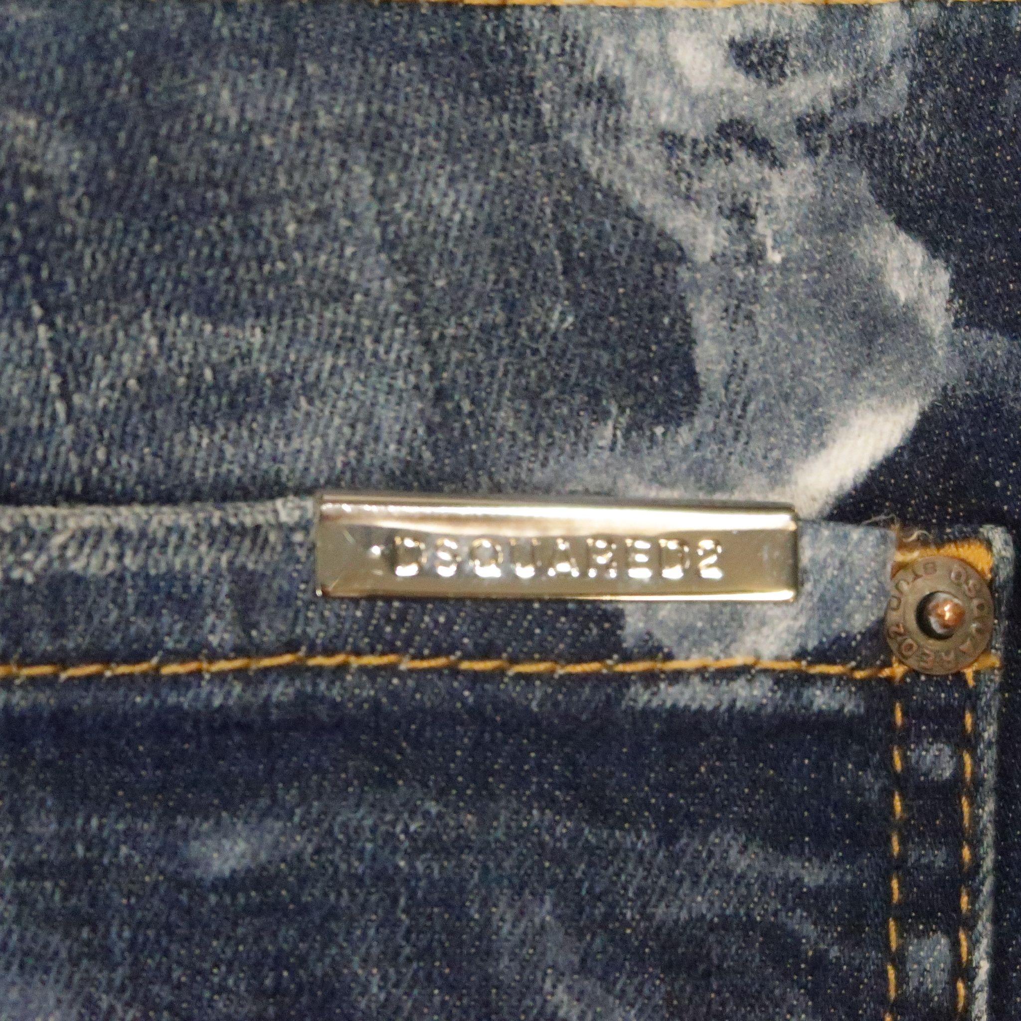 DSQUARED2 Size 34 Indigo Painted Denim Jeans 4