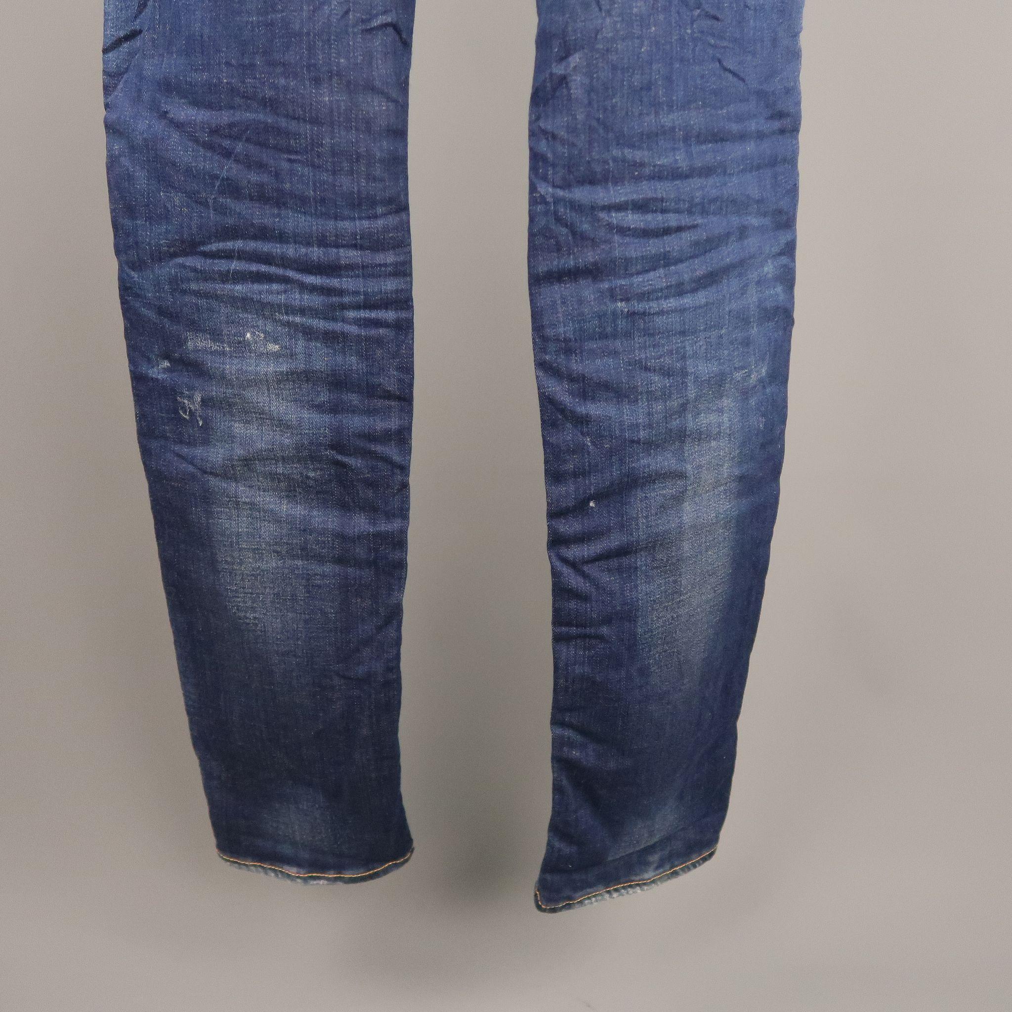 DSQUARED2 Size 34 Indigo Painted Denim Jeans 3
