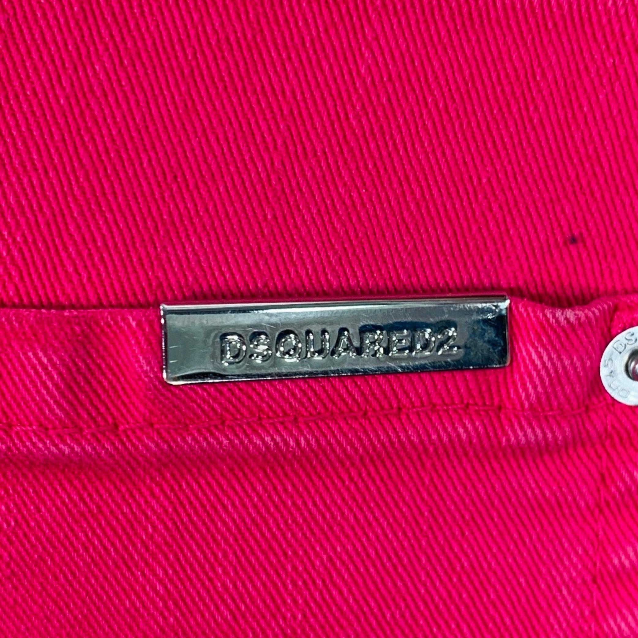 Uomo DSQUARED2 Taglia 34 Rosa Fucsia Distressed Jeans in misto cotone con chiusura a bottone in vendita